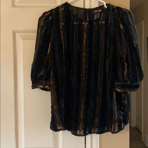 Vintage puff sleeve velvet blouse